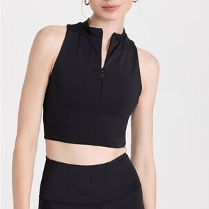 NEW Reformation Active Cindy Ecomove Zip Front Set Black Cropped Collared Large